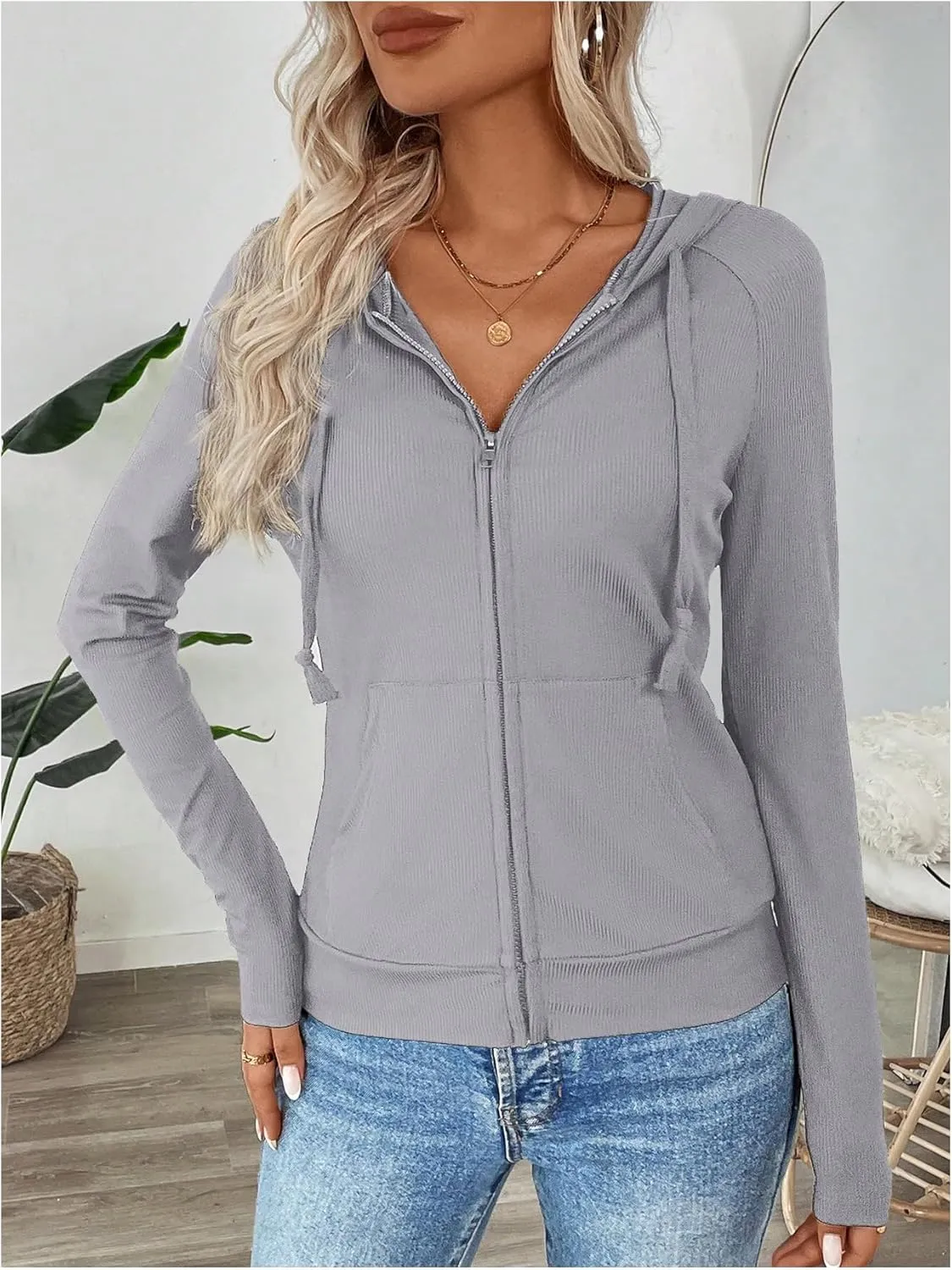 SweatyRocks Women's Zip Up Hoodie Long Sleeve Yoga Workout Jacket Sweatshirt with Pocket