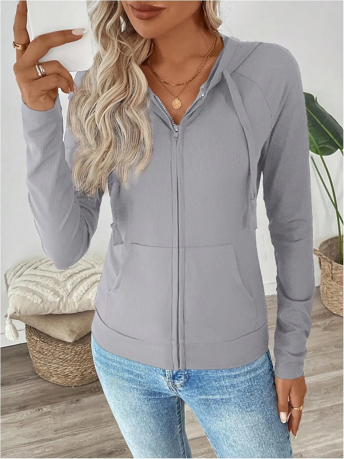 SweatyRocks Women's Zip Up Hoodie Long Sleeve Yoga Workout Jacket Sweatshirt with Pocket