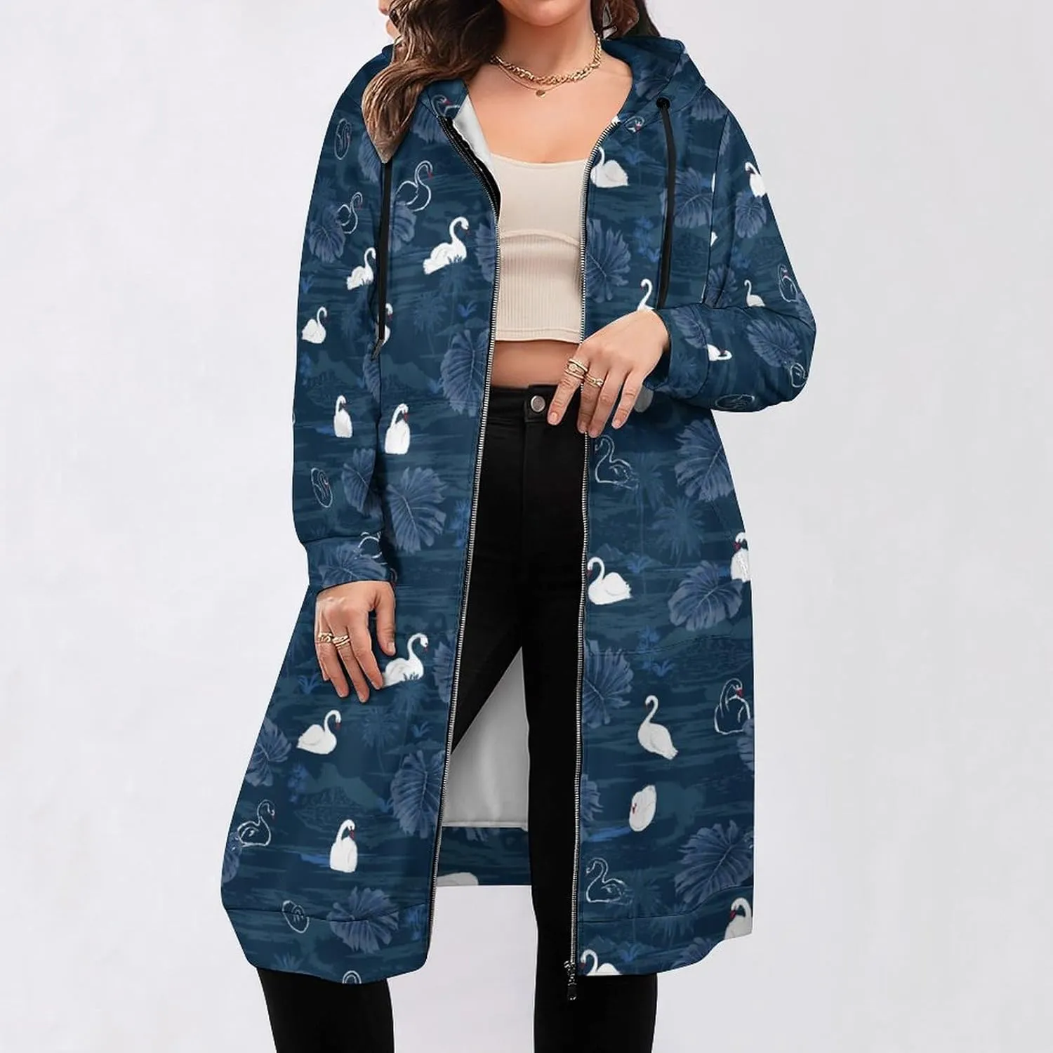 TAIZIYEAH Women's Long Hoodies Casual Zip Up Hoodies Flag of Palestine Sweatshirts Warm Long Coats