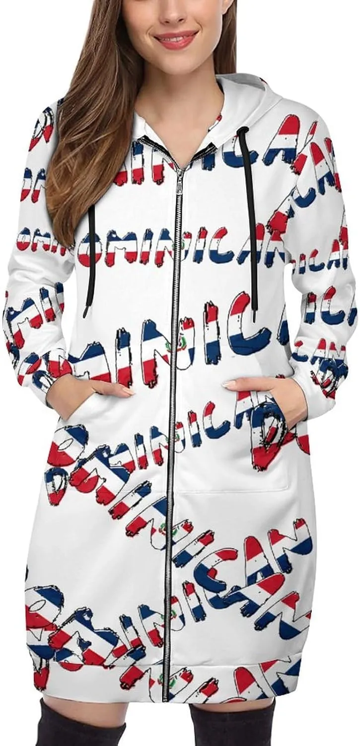 TAIZIYEAH Women's Long Hoodies Casual Zip Up Hoodies Flag of Palestine Sweatshirts Warm Long Coats
