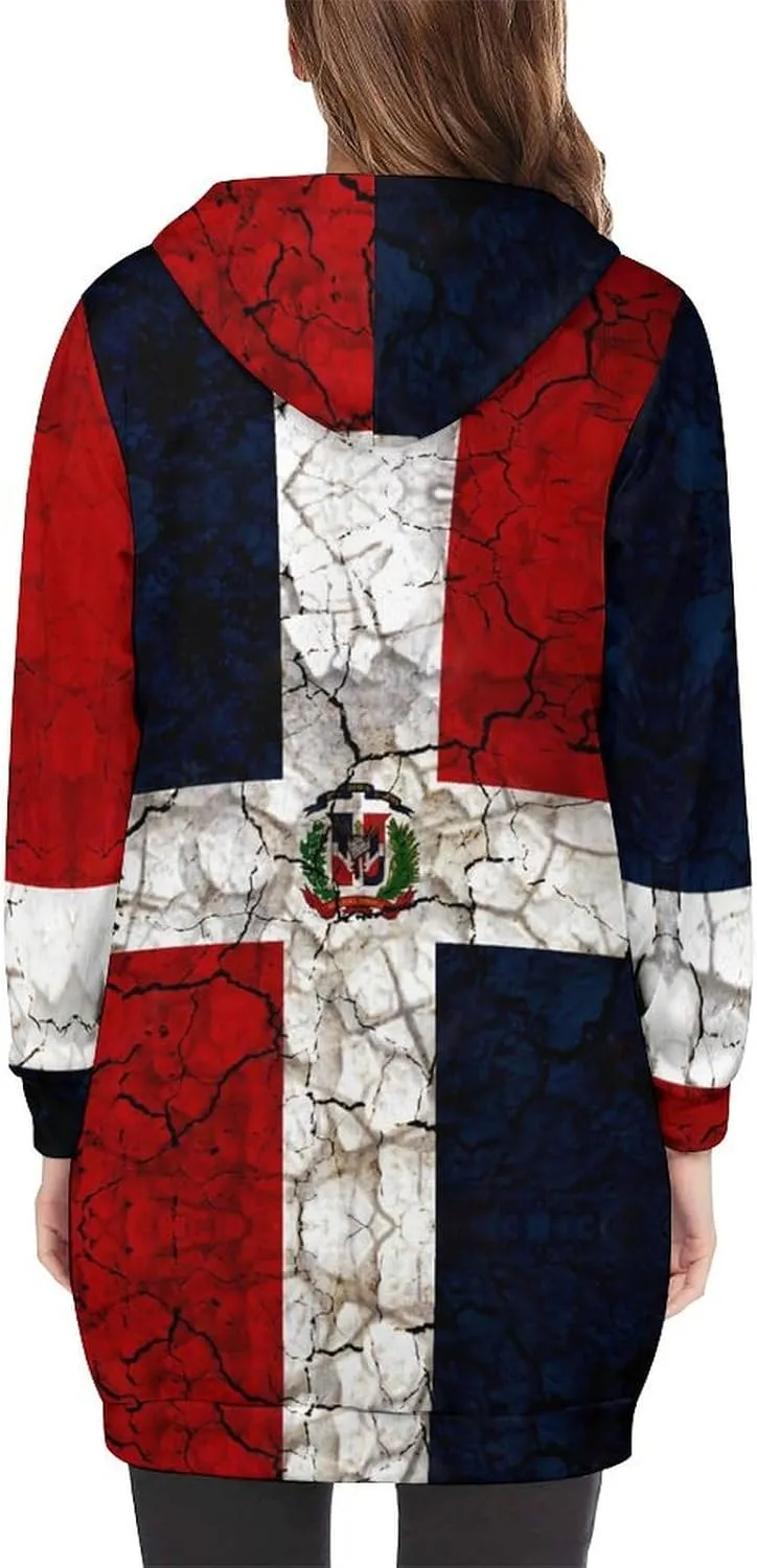 TAIZIYEAH Women's Long Hoodies Casual Zip Up Hoodies Flag of Palestine Sweatshirts Warm Long Coats