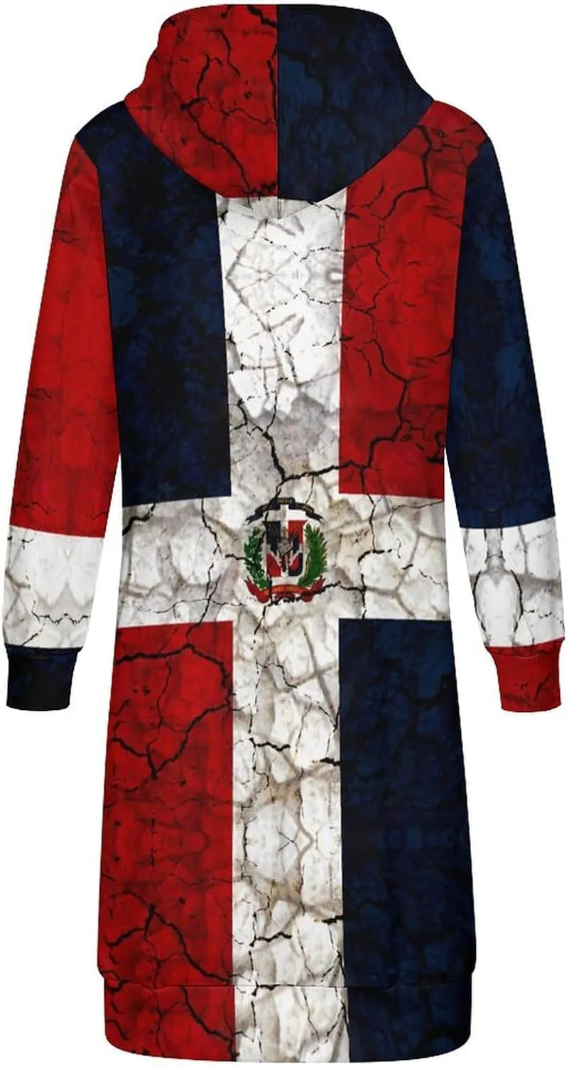 TAIZIYEAH Women's Long Hoodies Casual Zip Up Hoodies Flag of Palestine Sweatshirts Warm Long Coats