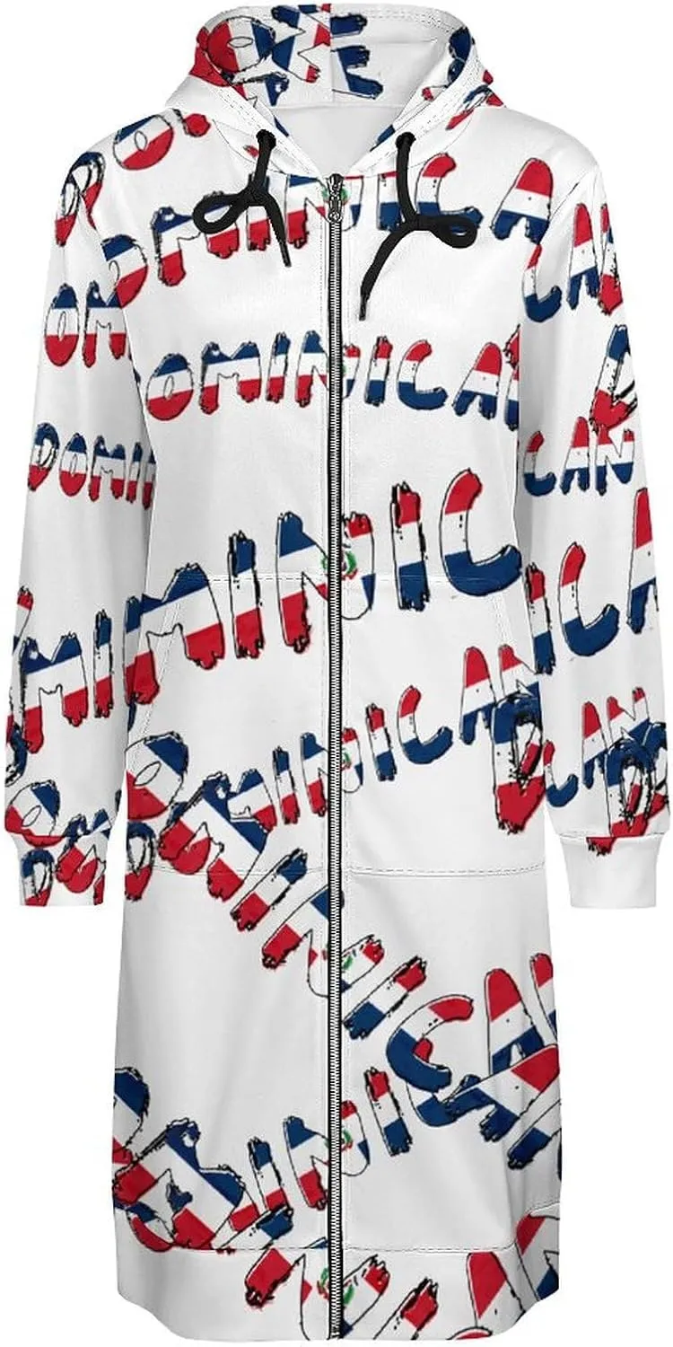TAIZIYEAH Women's Long Hoodies Casual Zip Up Hoodies Flag of Palestine Sweatshirts Warm Long Coats