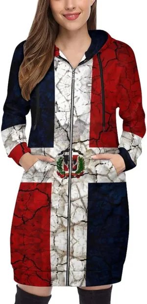 TAIZIYEAH Women's Long Hoodies Casual Zip Up Hoodies Flag of Palestine Sweatshirts Warm Long Coats