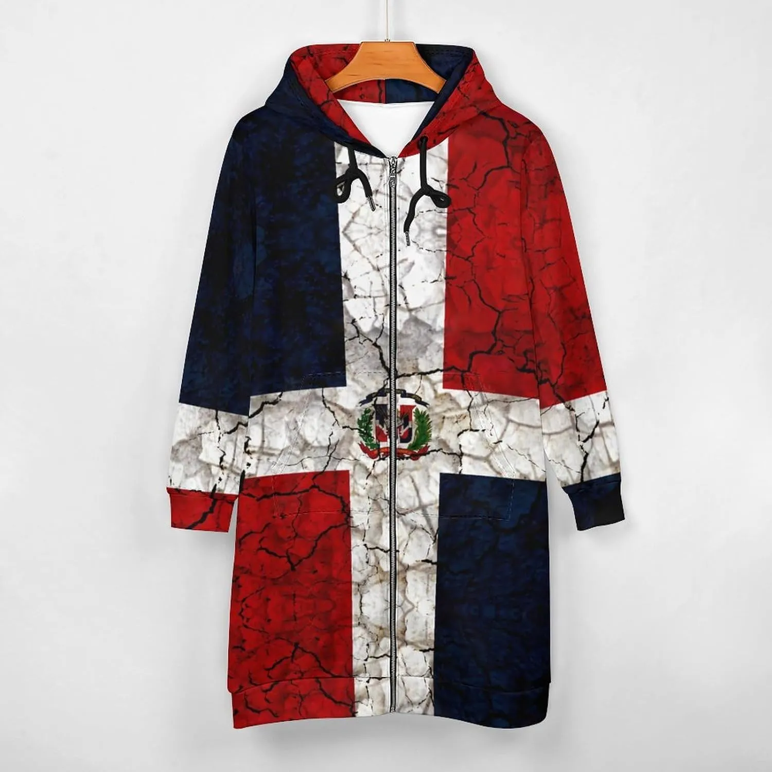 TAIZIYEAH Women's Long Hoodies Casual Zip Up Hoodies Flag of Palestine Sweatshirts Warm Long Coats
