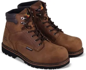 Thorogood V-Series 6 Waterproof Composite Toe Work Boots for Men - Premium Leather with Goodyear Storm Welt, Comfort Insole, and Chevron Traction Outsole; ASTM Rated, Brown Crazyhorse - 8.5 M US