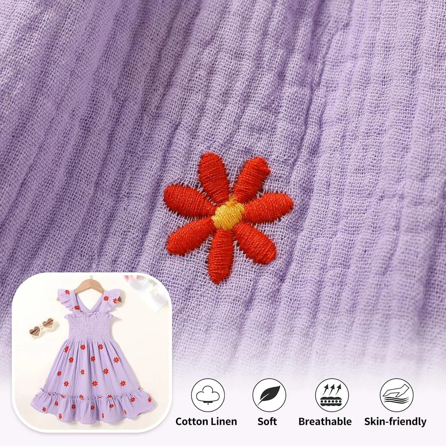 Toddler Baby Girls Dress Floral Embroidered Boho Sleeveless Beach Butterfly Sundress