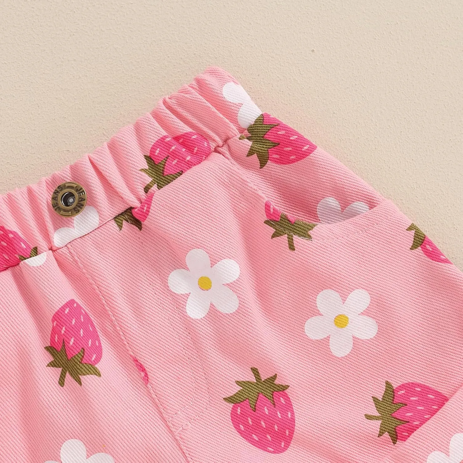 Toddler Baby Girls Floral Shorts Summer Elastic Waist Flower Print Short Jeans Pull On Denim Shorts with Pockets