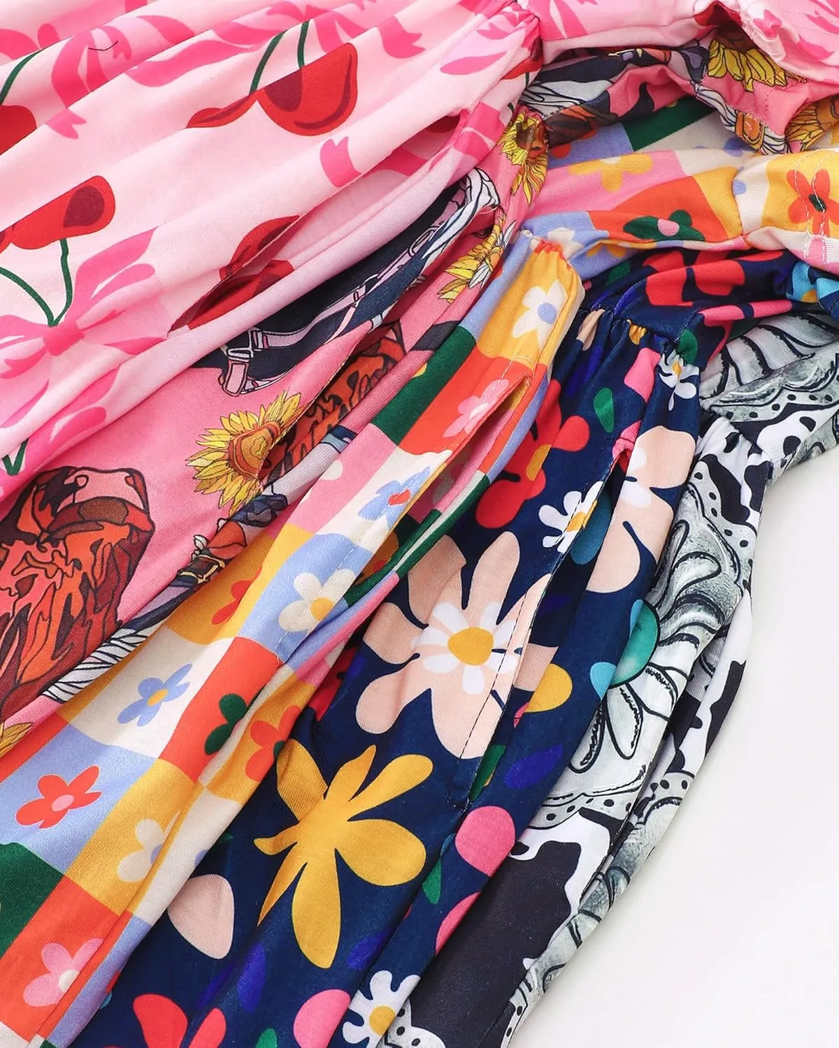 Toddler Girls Cute Print Summer Dresses Little Girl Ruffle Sleeve Twirly Swing Kids Dress with Pockets