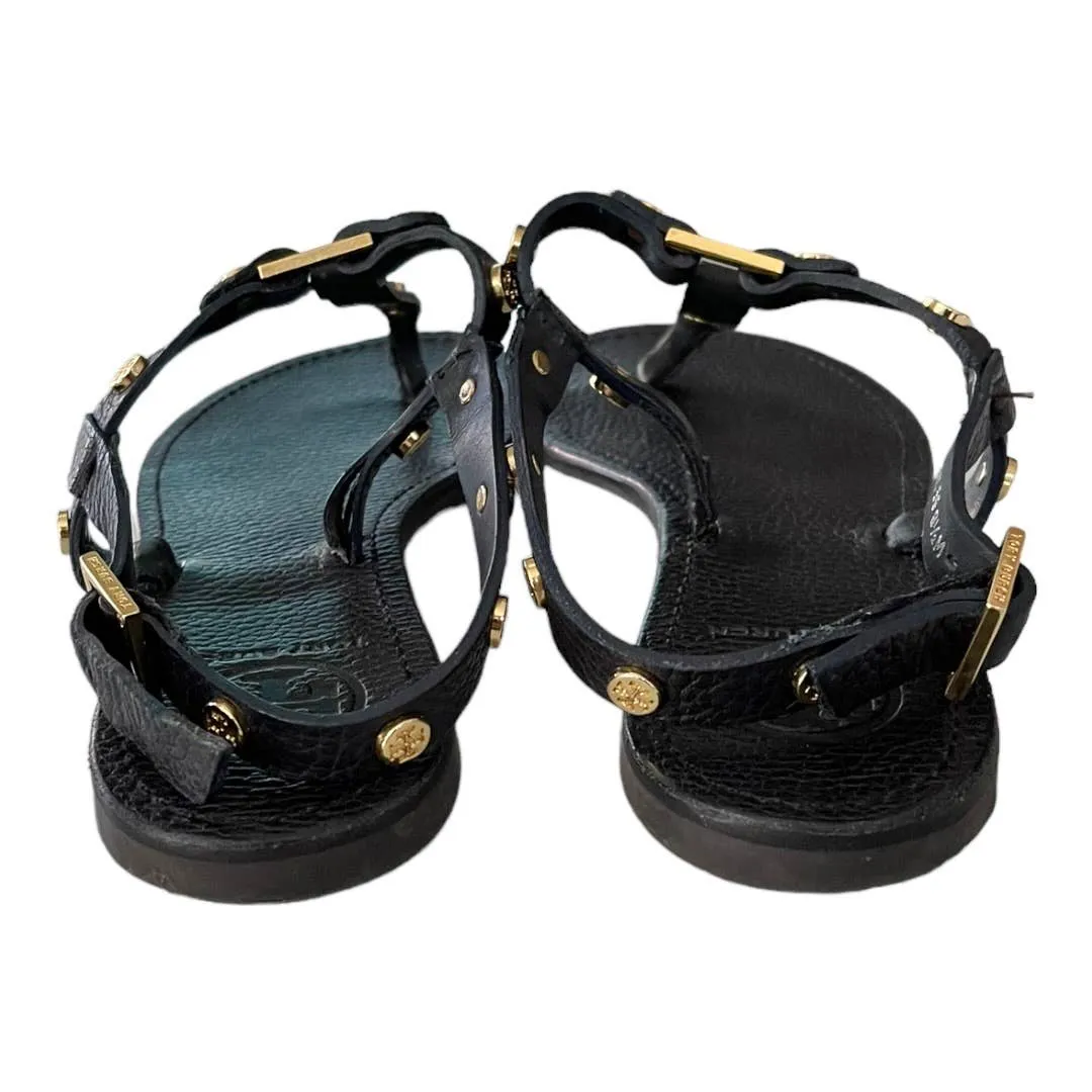 Tory Burch Marge Logo Studded Thong Sandals Flats Leather Size 8.5