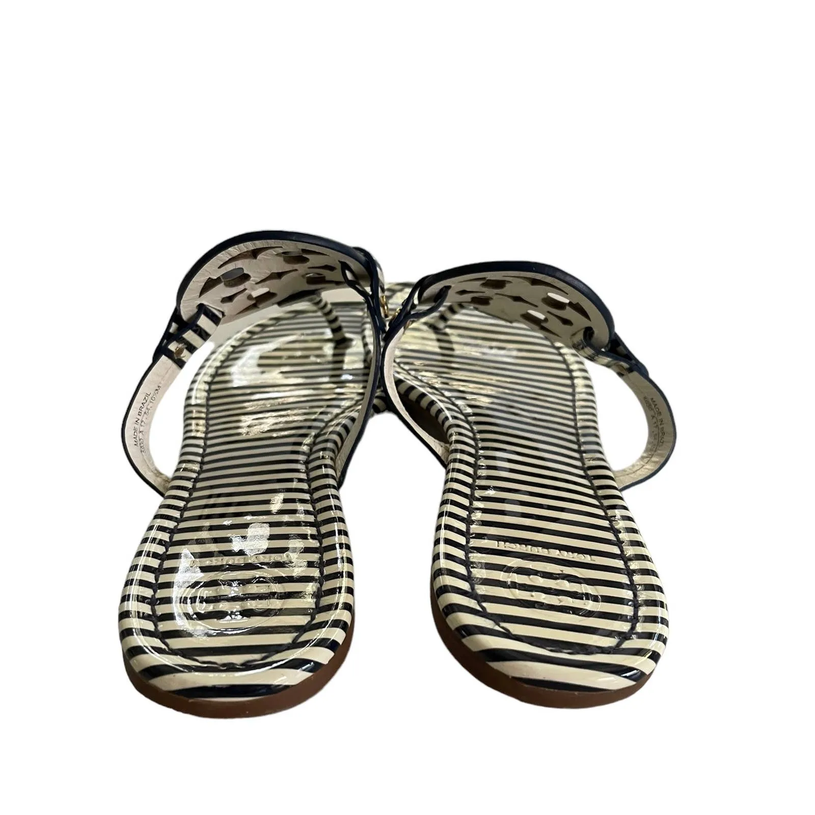 Tory Burch Striped Miller Sandals Flip Flops Thong Size 10.5