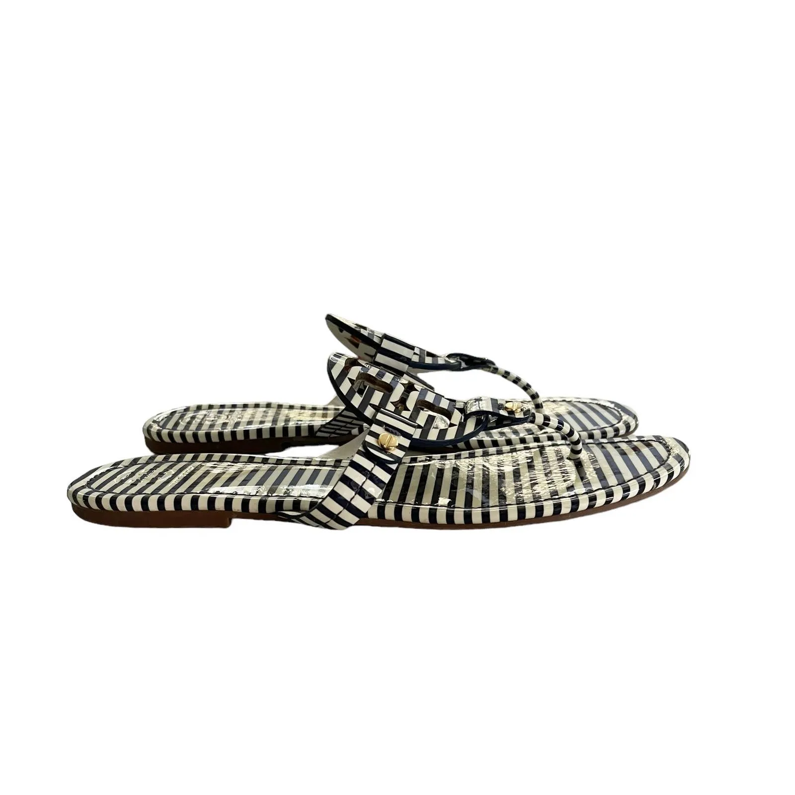 Tory Burch Striped Miller Sandals Flip Flops Thong Size 10.5