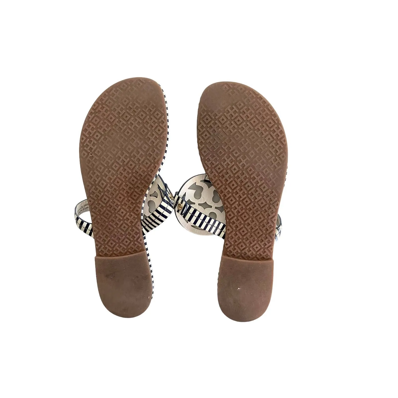 Tory Burch Striped Miller Sandals Flip Flops Thong Size 10.5