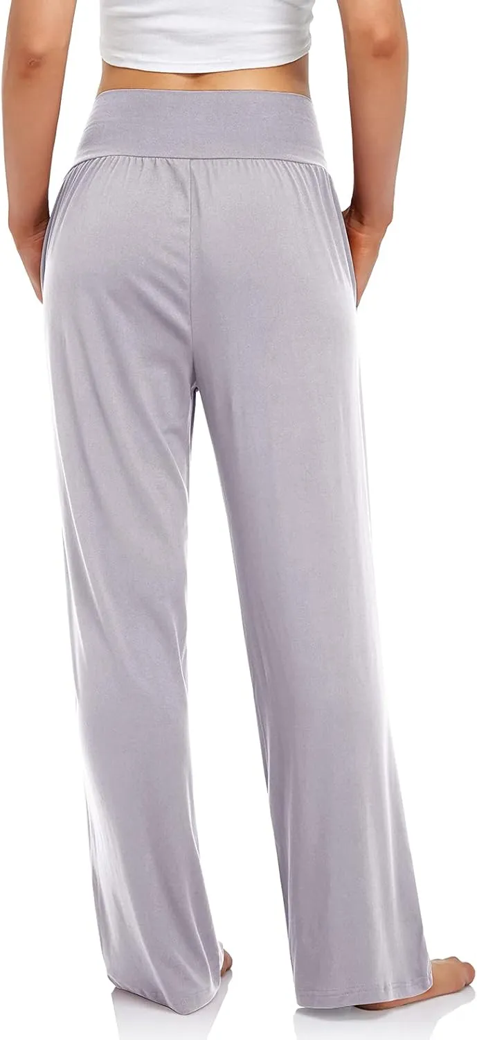 UEU Women's Casual Loose Wide Leg Cozy Pants Yoga Sweatpants Comfy High Waisted Sports Athletic Lounge Pants with Pockets