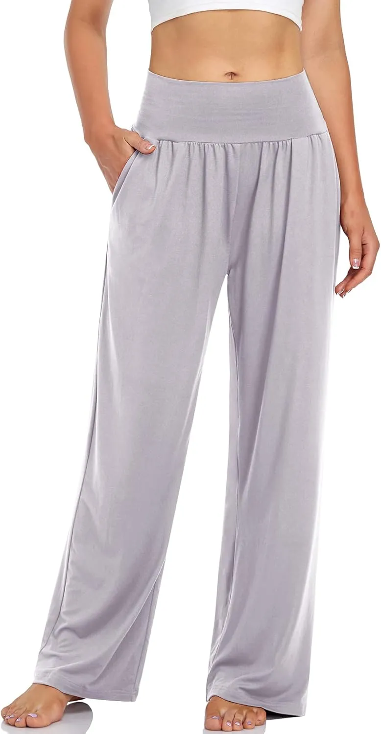 UEU Women's Casual Loose Wide Leg Cozy Pants Yoga Sweatpants Comfy High Waisted Sports Athletic Lounge Pants with Pockets