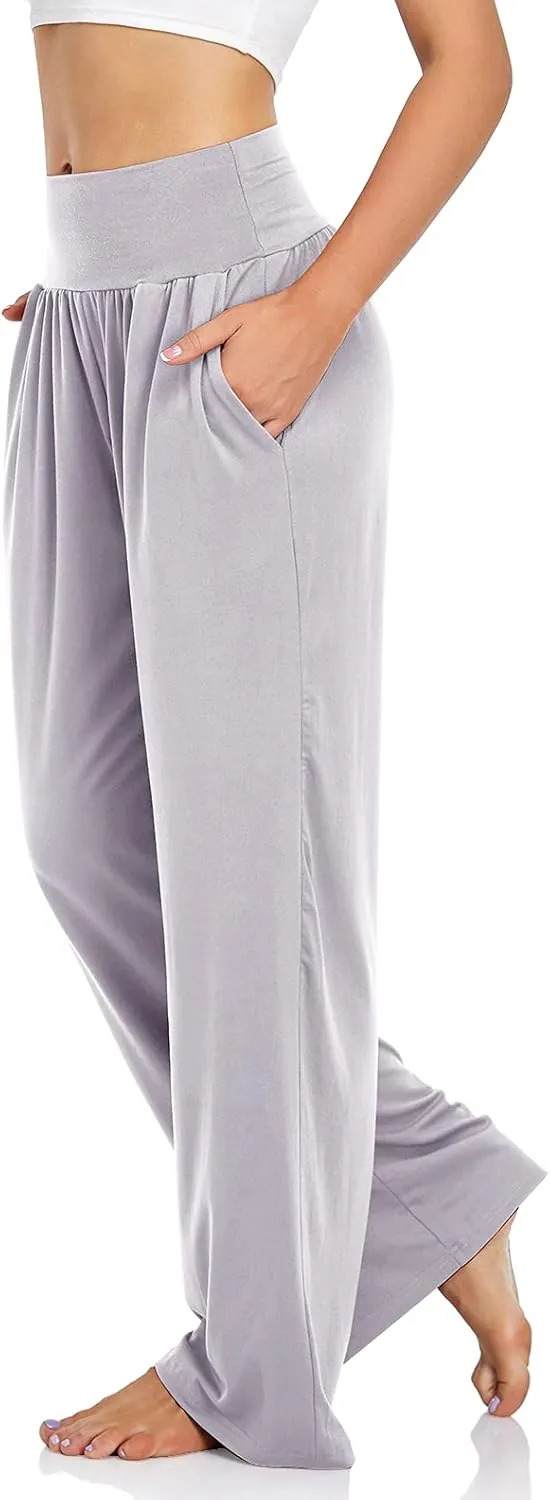 UEU Women's Casual Loose Wide Leg Cozy Pants Yoga Sweatpants Comfy High Waisted Sports Athletic Lounge Pants with Pockets