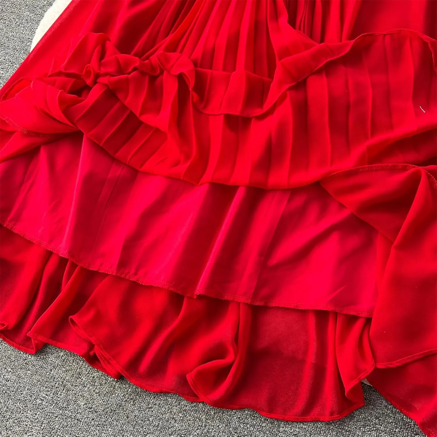 V Neck Pleated Dresses for Women Lantern Sleeve Robe Femme Vintage Slim Waist Dress