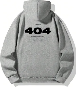 Verdusa Men's Fleece Letter Print Hoodie Sweatshirts Loose Fit Pullover Tops with Pocket