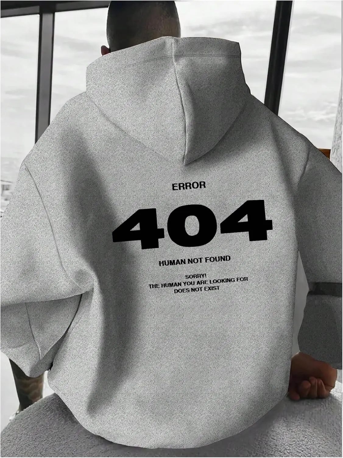 Verdusa Men's Fleece Letter Print Hoodie Sweatshirts Loose Fit Pullover Tops with Pocket