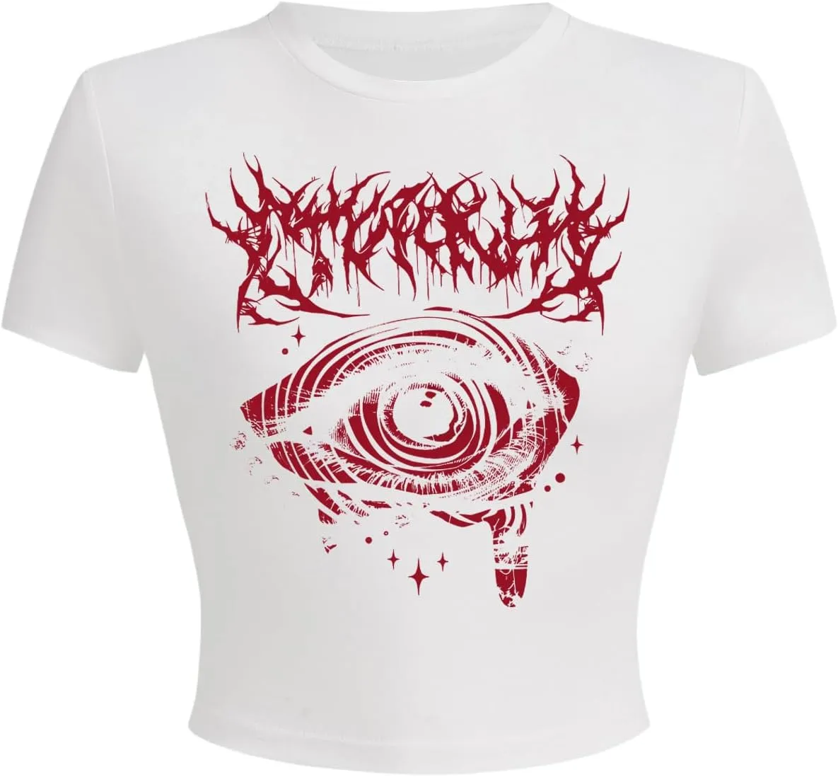 Verdusa Women's Graphic Gothic Tops Vintage Baby Tee Goth Summer Crew Neck Crop Top