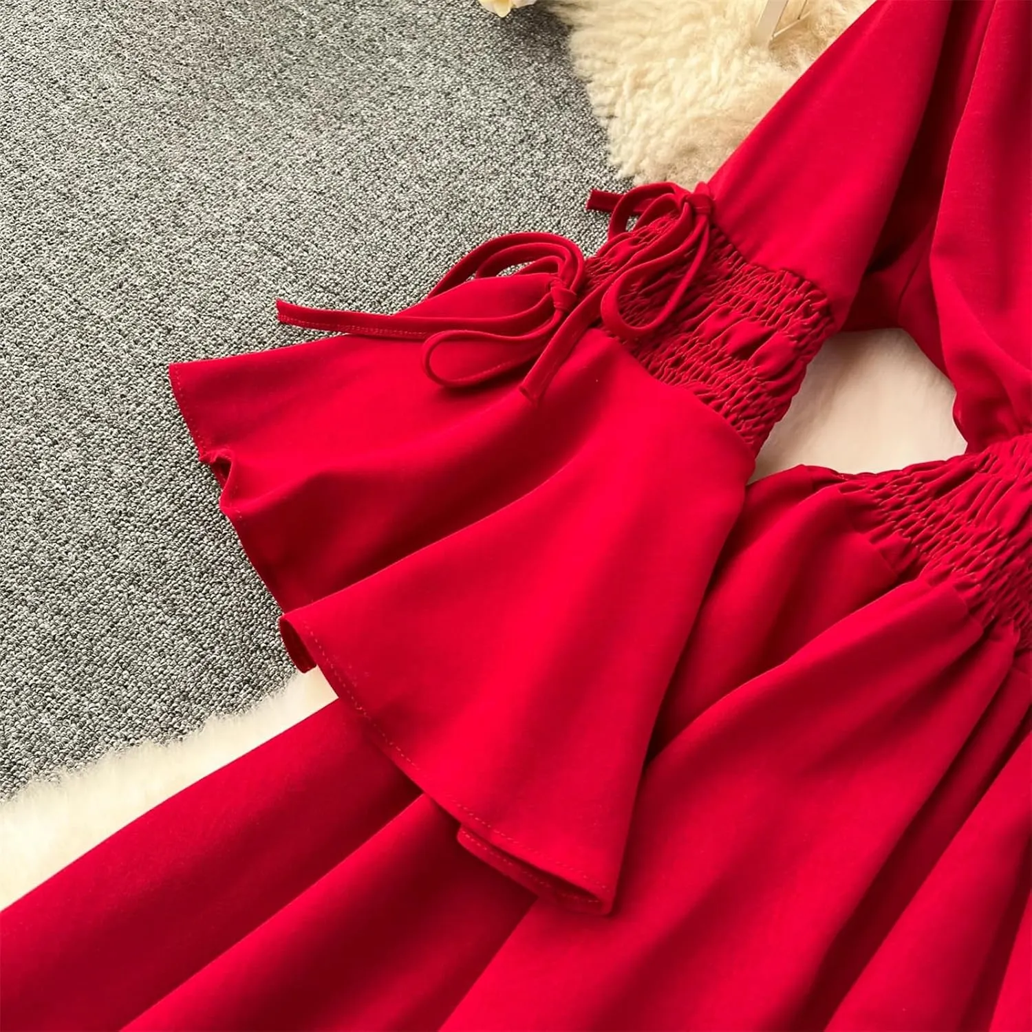 Vintage Elegant Pleated V-Neck Print Dress A-Line Fashion Beach Spring Summer Women Belt Dresses