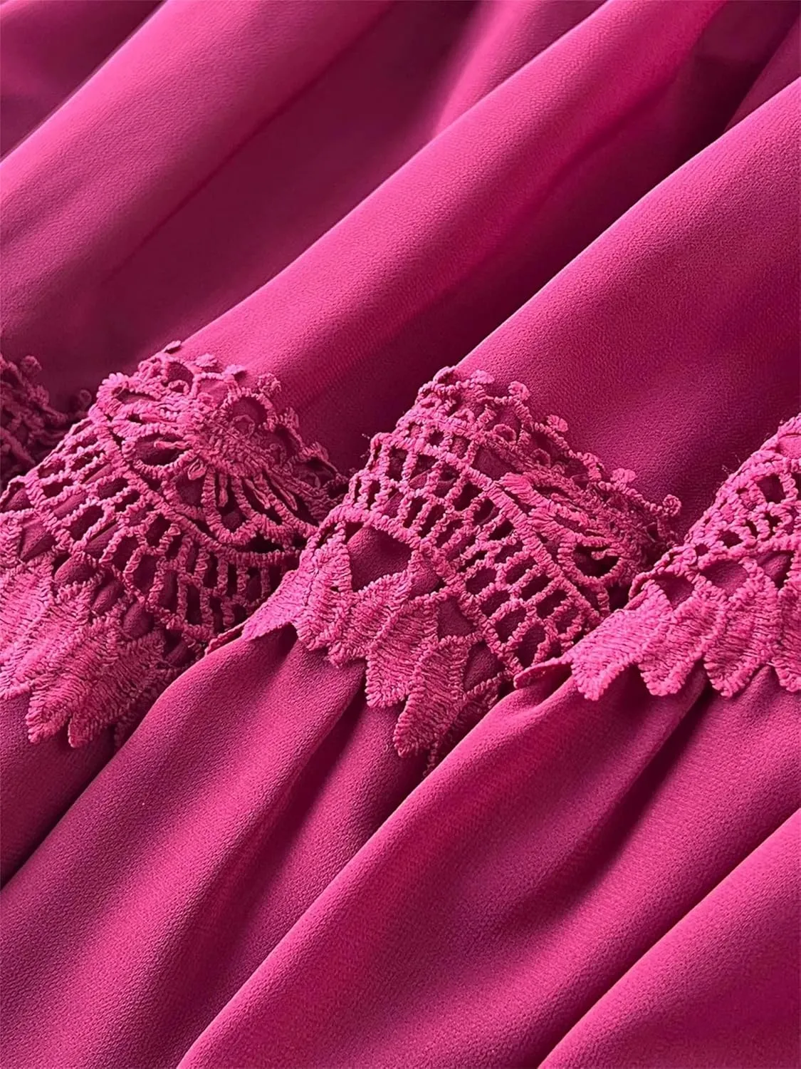 Vintage Lace Patchwork Long Dress Elegant Round Neck Puff Sleeve Big Swing Maxi Robe Female Party Dress