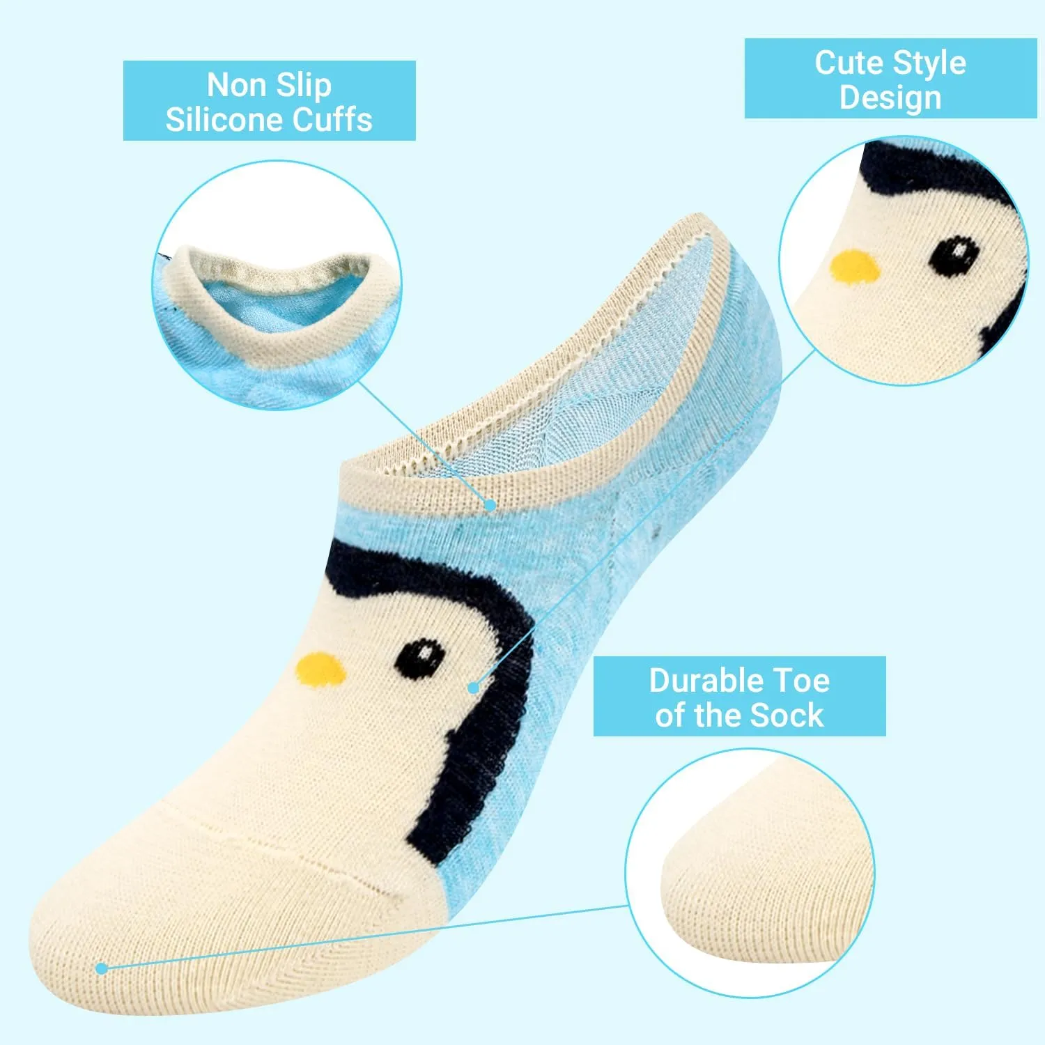 Violet Mist Women's No Show Socks - Low Cut, Invisible, Non Slip Footies - Flat Boat Socks