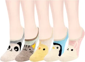 Violet Mist Women's No Show Socks - Low Cut, Invisible, Non Slip Footies - Flat Boat Socks