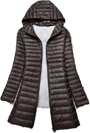 Winter Women Midi Long Hooded Jacket Down Coat Parka Ladies Warm Puffer Outerwears