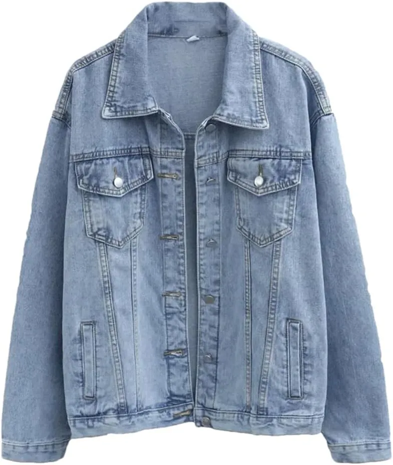 Women Autumn Winter Denim Jackets Washed Jeans Coat Turn-Down Collar Outwear Bomber Jacket