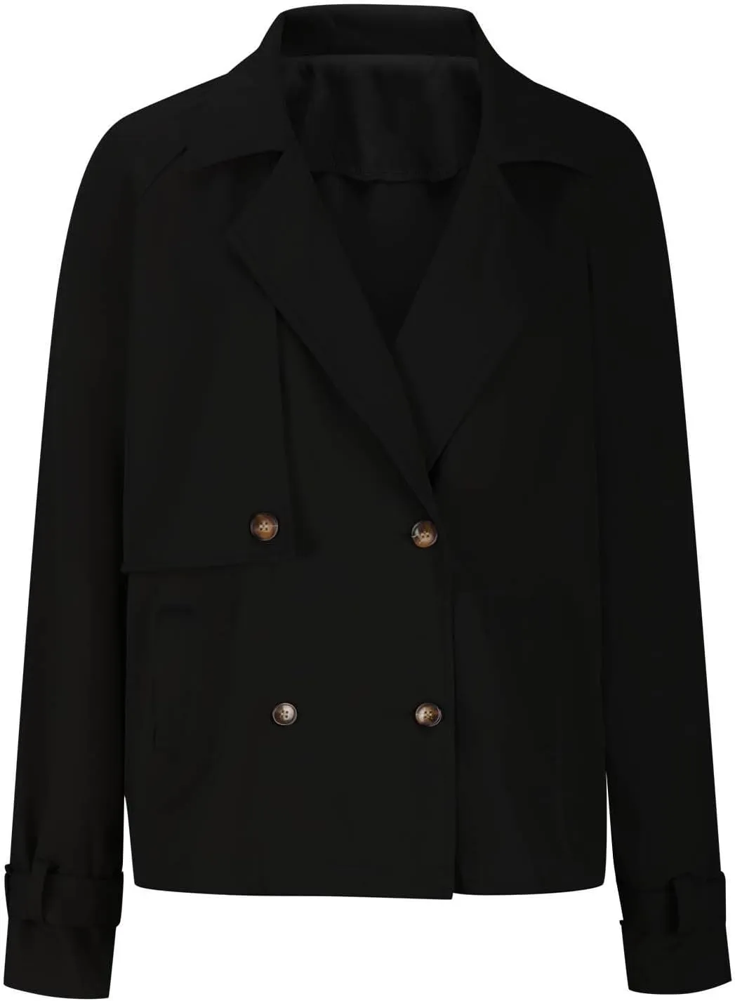 Women Crop Double Breasted Trench Coat Raglan Sleeve Work Office Cropped Jacket With Pockets Fashion Fall Jackets