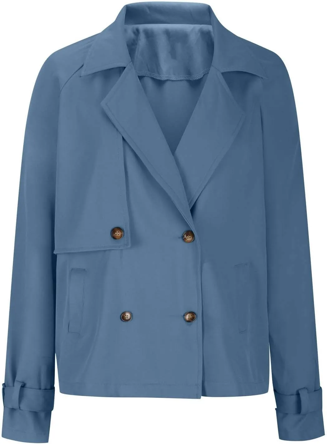 Women Crop Double Breasted Trench Coat Raglan Sleeve Work Office Cropped Jacket With Pockets Fashion Fall Jackets