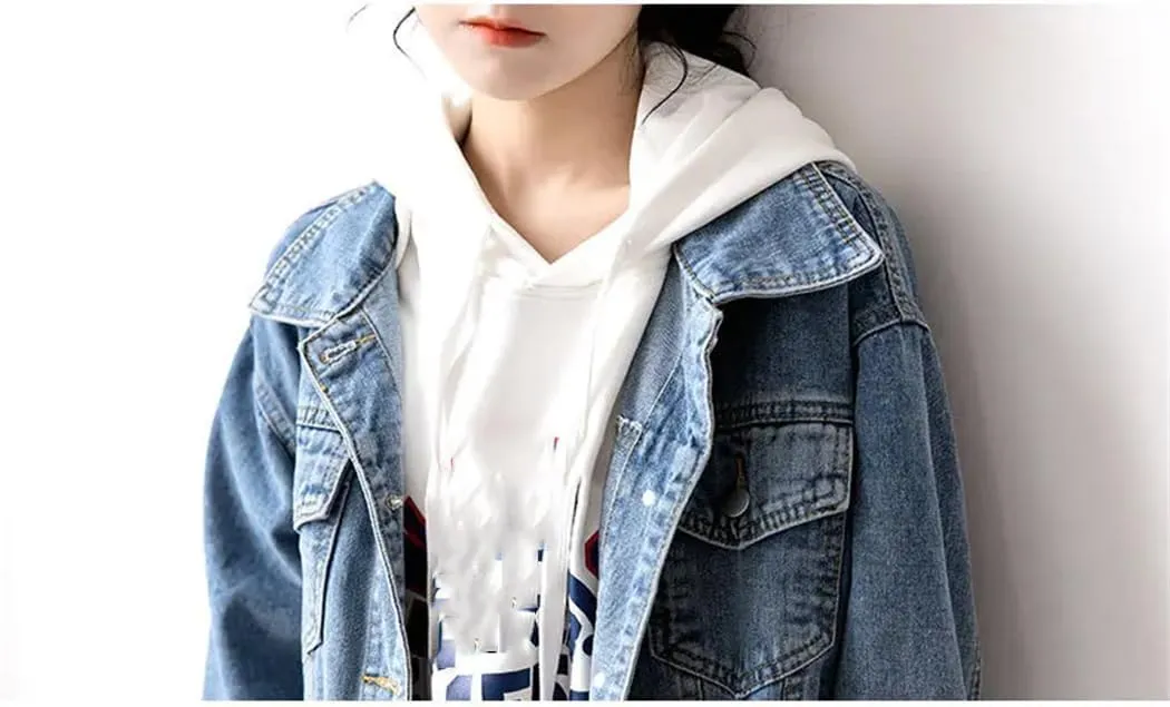 Women Denim Jacket Winter Oversize Jean Jacket Long Sleeve Turn-Down Collar Female Loose Korean Outerwear