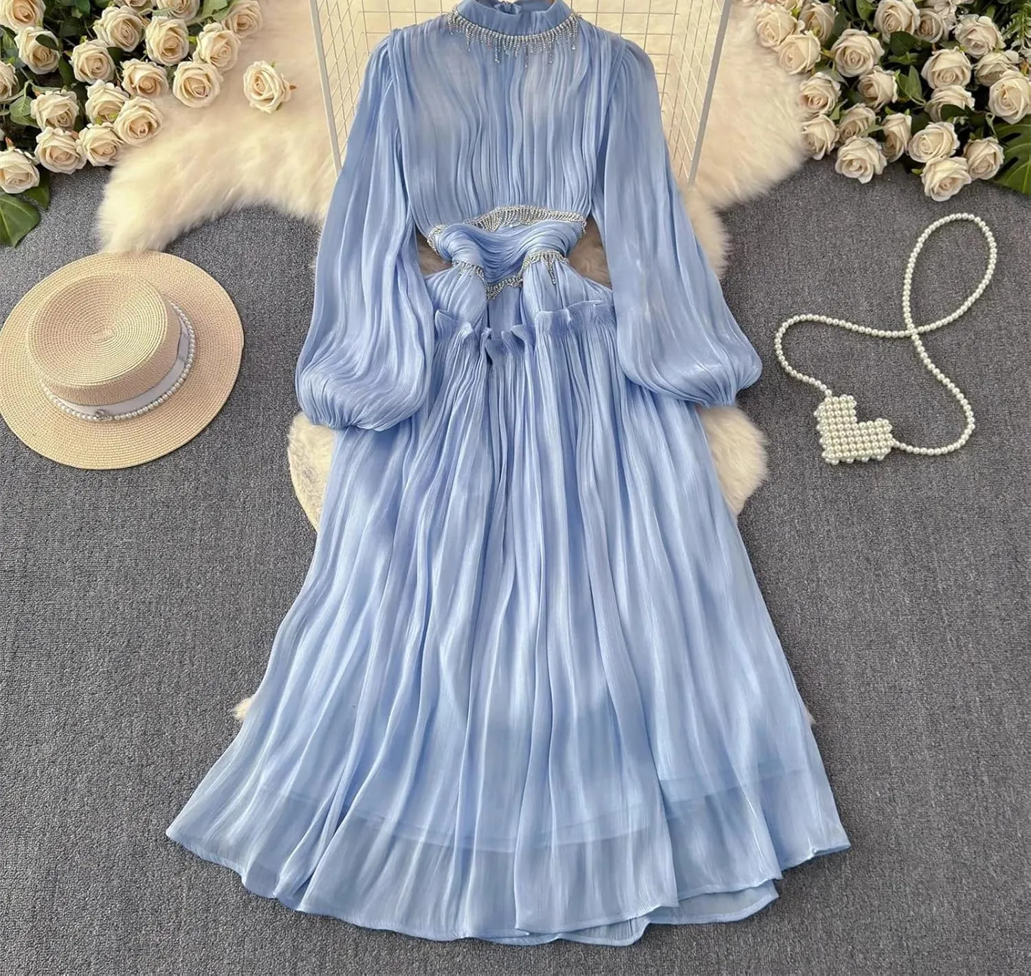 Women Dress Bodycon Tassel Elegant Evening Party Dresses Long Sleeve O-Neck Dresses