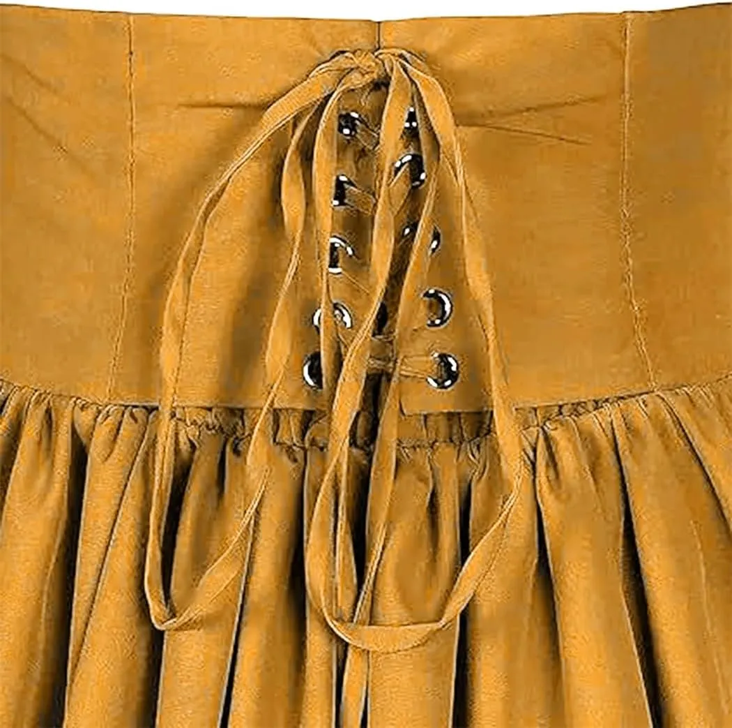 Women Fashion Skirt with Pockets Vintage High Waist Pleated Loose Hem Female Front Button Skirt