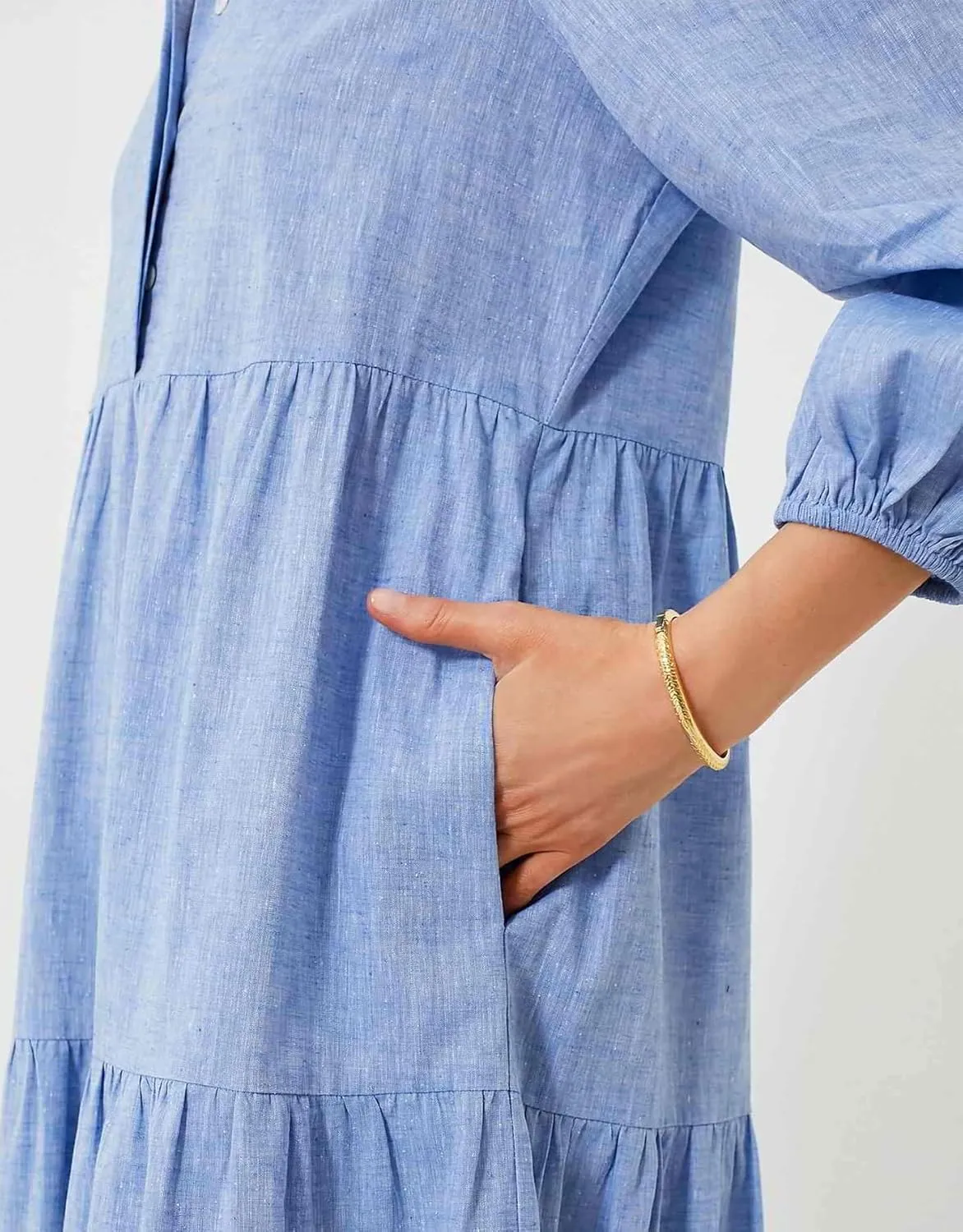 Women Flowy Maxi Shirt Dress Casual Button Down V Neck Ruffled Beach Long Dresses with Pockets