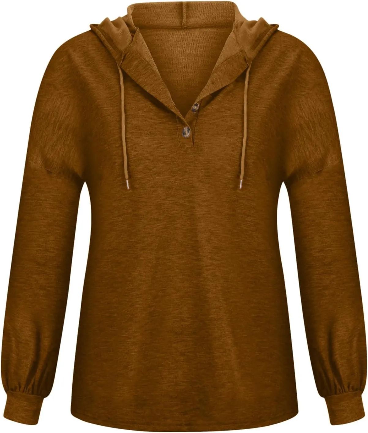 Women Hoodies Drawstring Long Sleeve Pullover Drop Shoulder V Neck Sweatshirt Casual Versatile Trendy Hooded Shirt