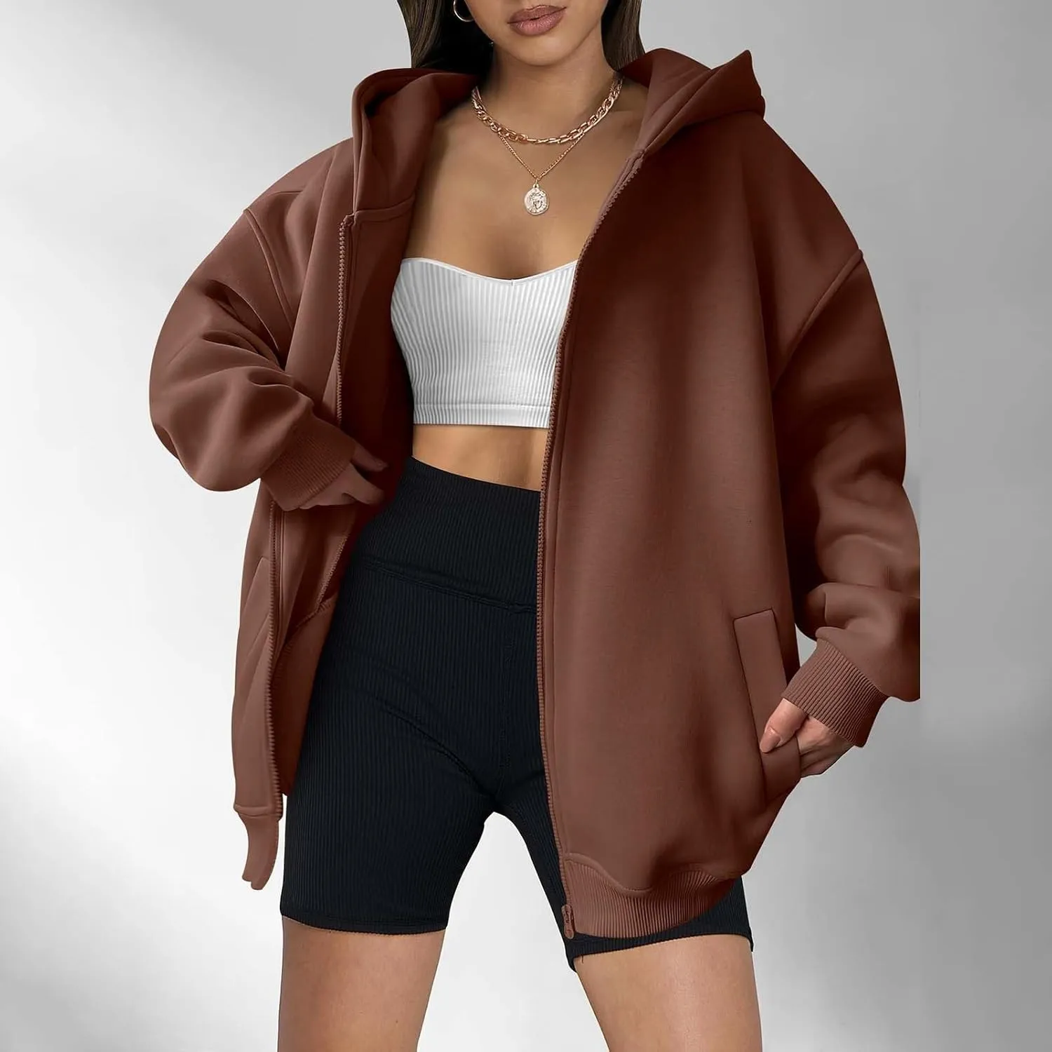 Women Hoodies Long Sleeve Pullover Button V Neck Sweatshirts Solid Color Business Casual Elegant Spring Fall Top