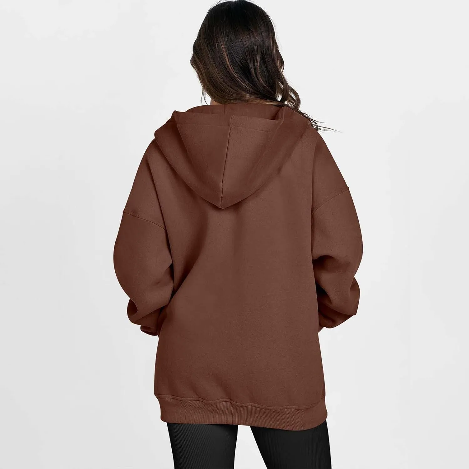 Women Hoodies Long Sleeve Pullover Button V Neck Sweatshirts Solid Color Business Casual Elegant Spring Fall Top