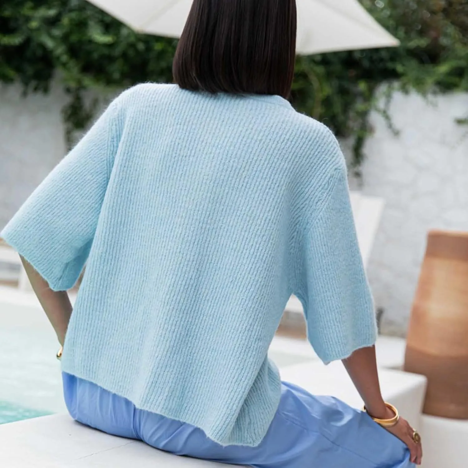 Women Knitted Crop Cardigan Shirt Short Sleeve Button Down Ribbed Knit Crop Top Y2k Girls Outwear Top Tee Shirt
