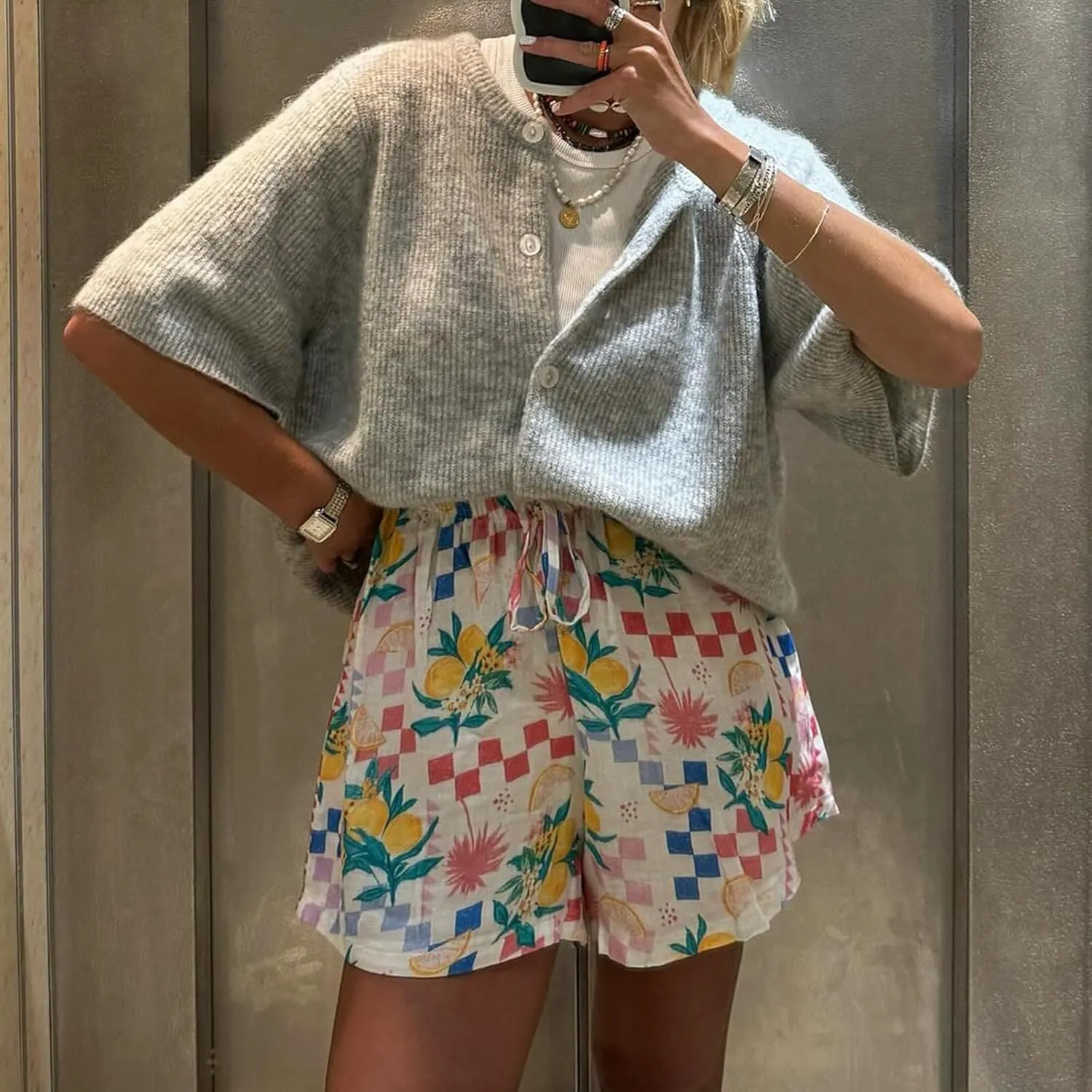 Women Knitted Crop Cardigan Shirt Short Sleeve Button Down Ribbed Knit Crop Top Y2k Girls Outwear Top Tee Shirt