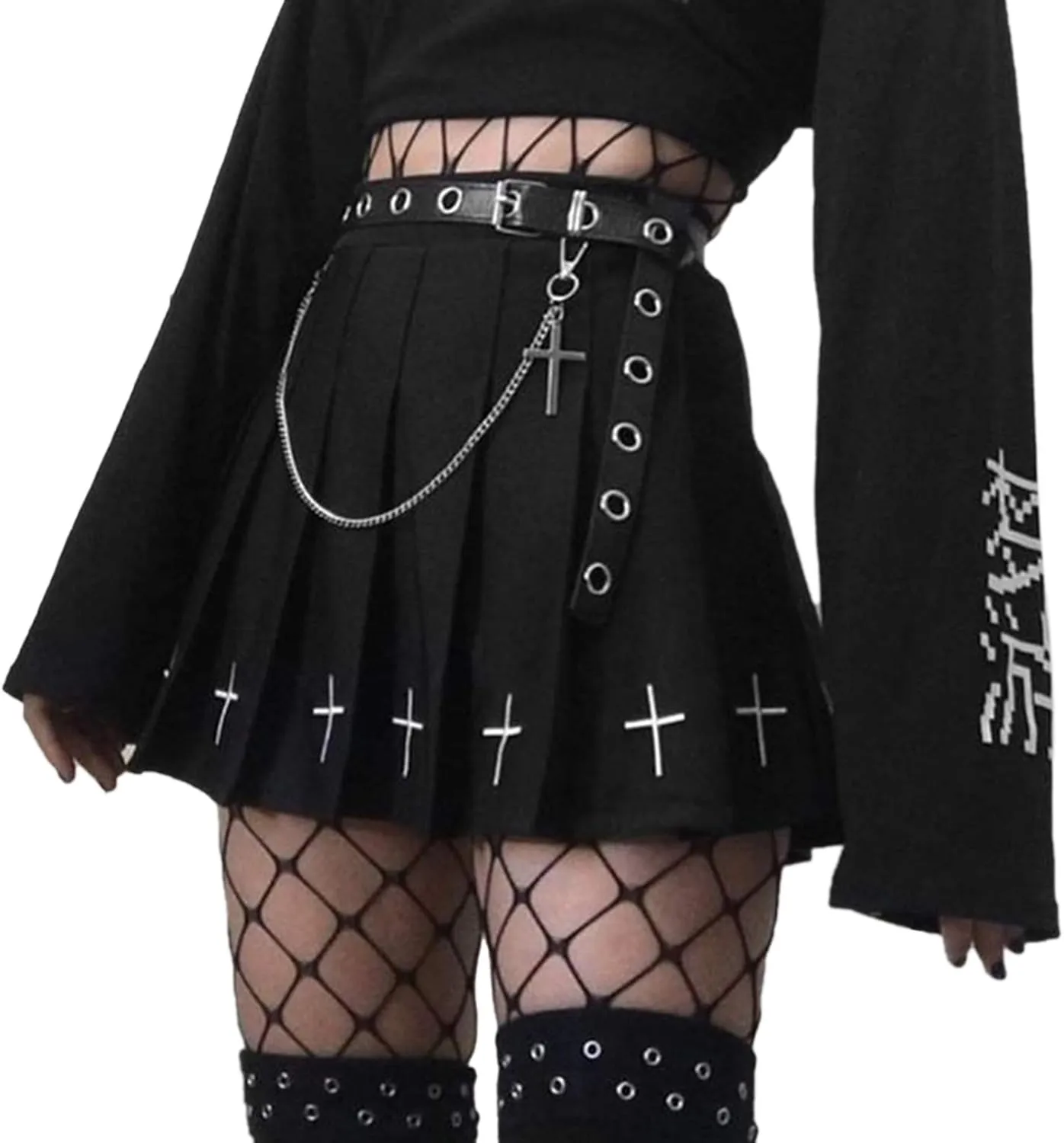 Women Lace Up Mini Pleated Skirts Harajuku Gothic Skirt Punk Dark Academia Aesthetic A-Line Skirt Y2K Streetwear Skirt