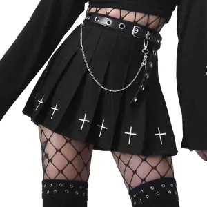 Women Lace Up Mini Pleated Skirts Harajuku Gothic Skirt Punk Dark Academia Aesthetic A-Line Skirt Y2K Streetwear Skirt