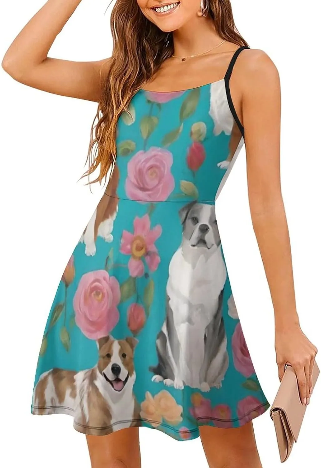 Women Ladies Casual Summer Flared Midi Dress for Vacation Party Wedding