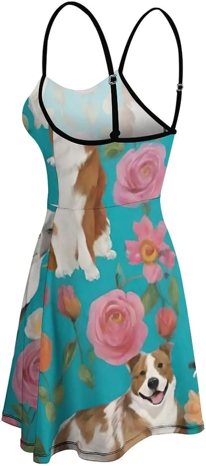 Women Ladies Casual Summer Flared Midi Dress for Vacation Party Wedding