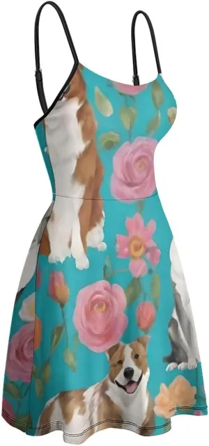 Women Ladies Casual Summer Flared Midi Dress for Vacation Party Wedding