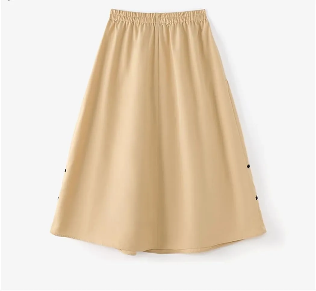 Women Long Skirt Fashion Summer Holiday Multilayer Pleating Korean Casual Elastic Waist Skirts