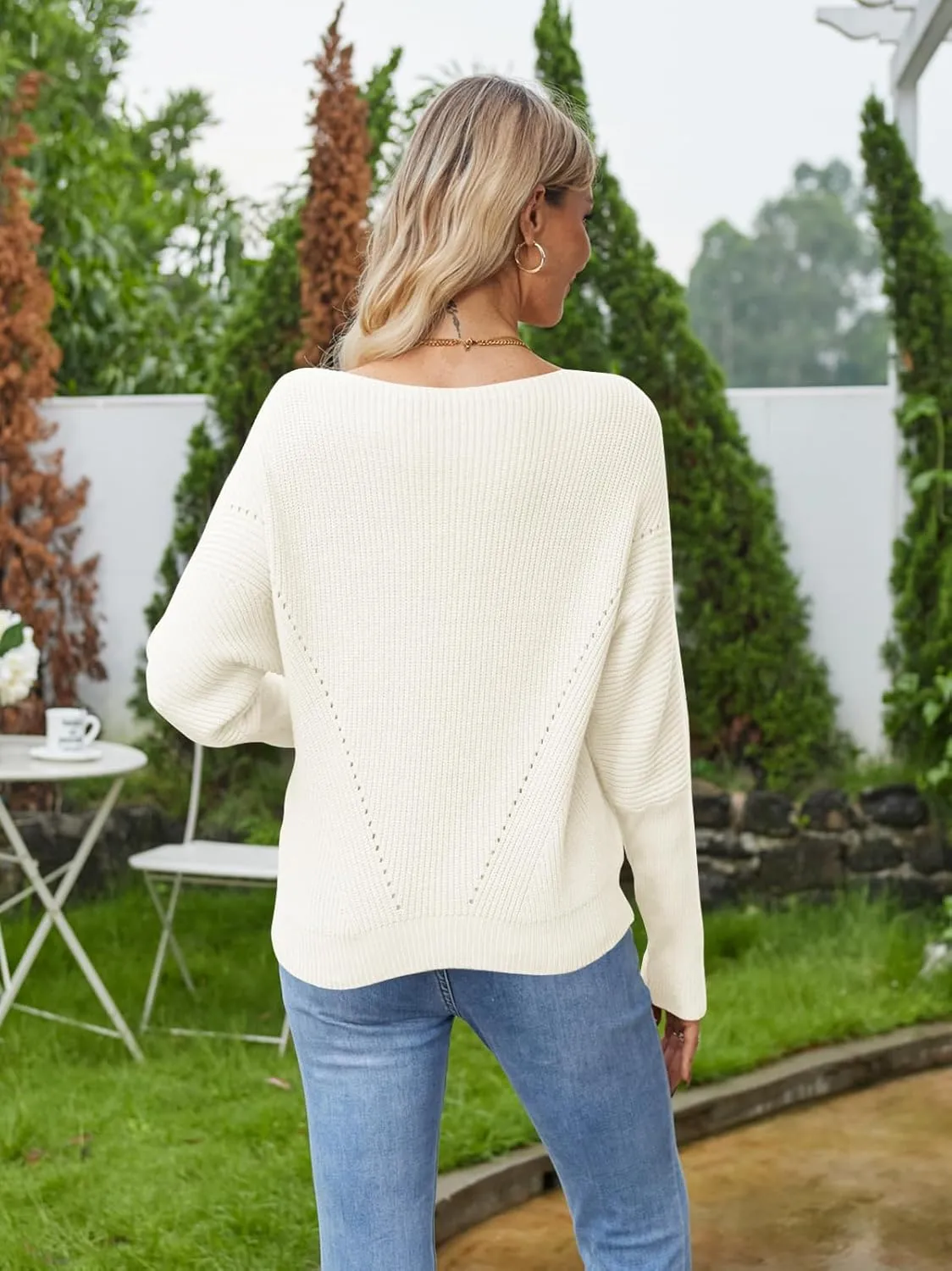 Women Off The Shoulder Sweater Batwing Long Sleeve Loose Fit Knit Pullover Tops Casual Fall Jumper Tops 2024