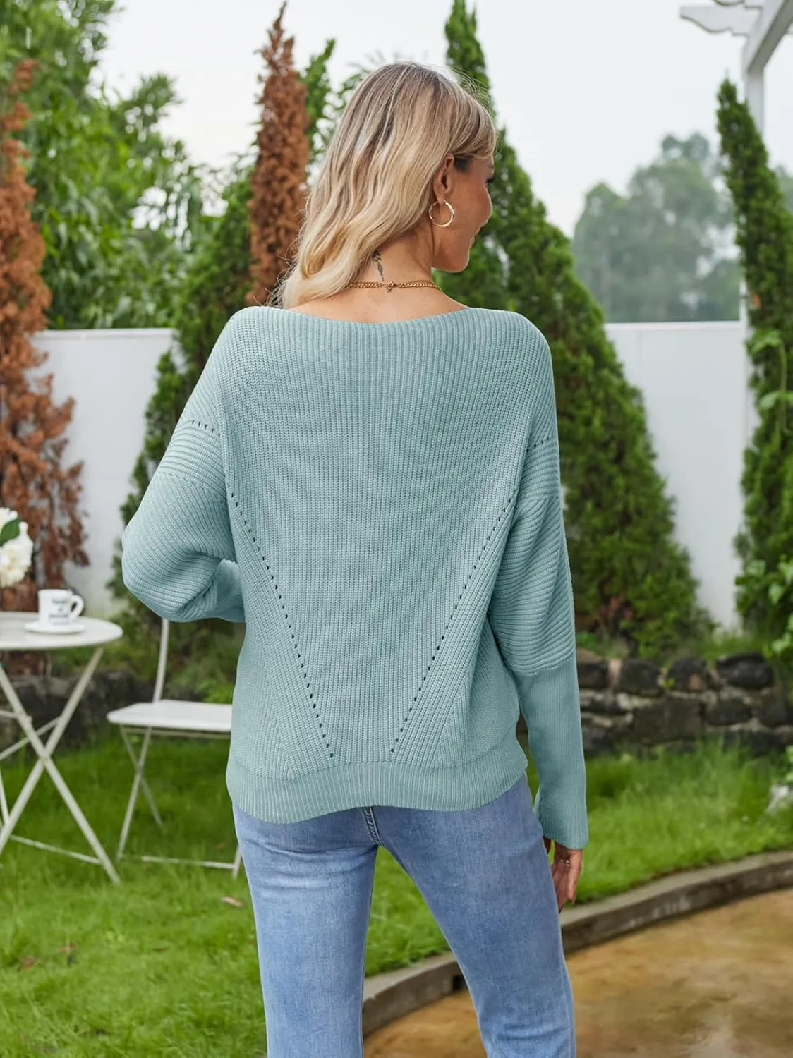 Women Off The Shoulder Sweater Batwing Long Sleeve Loose Fit Knit Pullover Tops Casual Fall Jumper Tops 2024