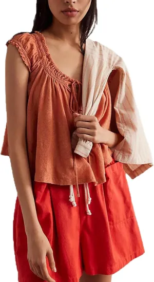 Women Ruffle Tie Front Babydoll Tops Summer Flowy Short Sleeve Peplum Top Boho Y2k Loose Fit Going Out Peasant Blouse